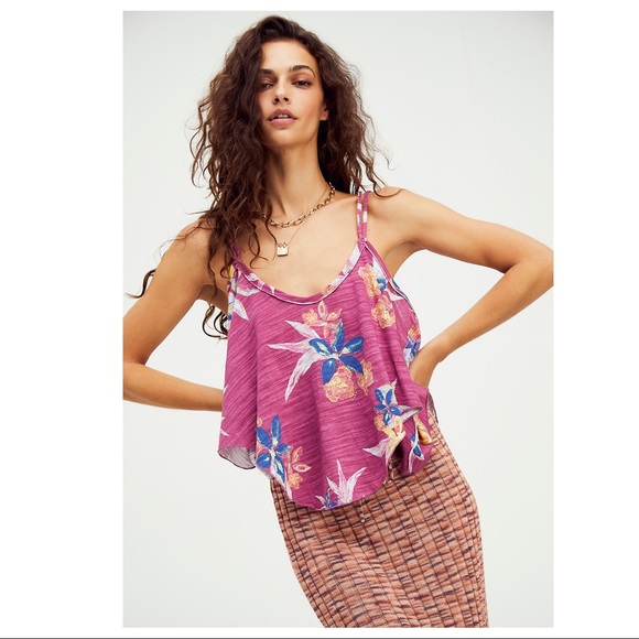 FREE PEOPLE BOHO TANK TOP FLOWY FLORAL FESTIVAL PRINT SLEEVELESS KNIT TEE A2C - Picture 14 of 16